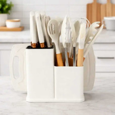 Комплект кухонних приладів 19 предметів Kitchen Set у стильному білому виконанні Комплект кухонних приладів 19 предметів Kitchen Set у стильному білому виконанні