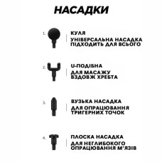 Ударний масажер для тіла та м'язів, ручний перкусор з 4 насадками, вібраційний пістолет арт. 719342 Ударний масажер для тіла та м'язів, ручний перкусор з 4 насадками, вібраційний пістолет арт. 719342