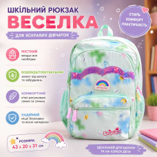 Дитячий портфель для дівчаток NA-4 м'ятного кольору (43х20х31 см) з принтом «Райдуга» Дитячий портфель для дівчаток NA-4 м'ятного кольору (43х20х31 см) з принтом «Райдуга»