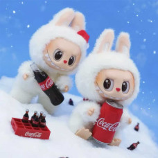 Оригінальний колекційний брелок Лабубу Labubu Coca-Cola білий плюшевий Оригінальний колекційний брелок Лабубу Labubu Coca-Cola білий плюшевий
