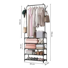 Підлогова стійка для одягу Clothes Rack Up металева з полицями 170×60×26 см Підлогова стійка для одягу Clothes Rack Up металева з полицями 170×60×26 см