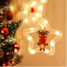 Гірлянда-штора з новорічними фігурками, світлова завіса для декору кімнати, святкове освітлення арт. 842107 Гірлянда-штора з новорічними фігурками, світлова завіса для декору кімнати, святкове освітлення арт. 842107