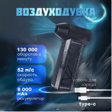 Повітродувка з акумулятором, Турбовентилятор для очищення авто та ПК, Портативний видувач арт. 719345 Повітродувка з акумулятором, Турбовентилятор для очищення авто та ПК, Портативний видувач арт. 719345